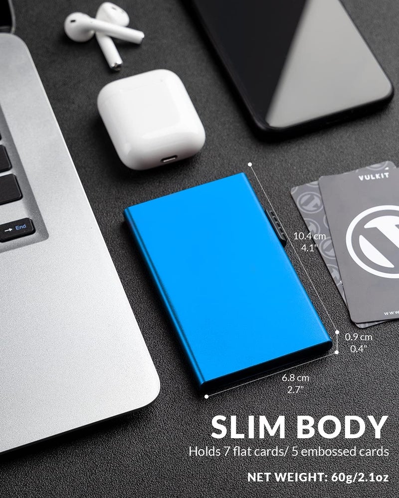 VULKIT Minimalist Credit Card Holder Pop Up Cards RFID Protection Slim Metal Wallet - Image 2